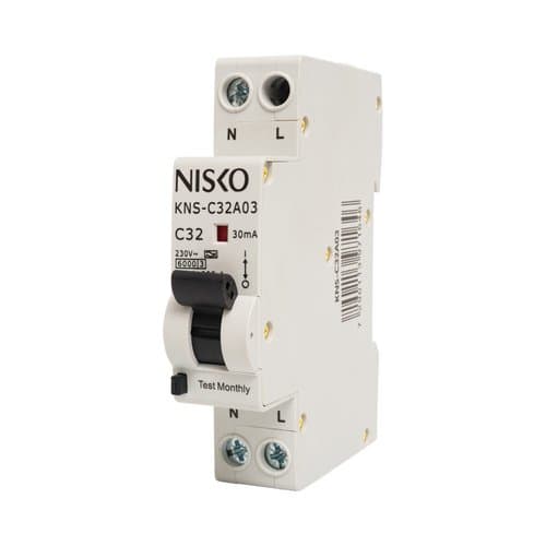 מפסק משולב פחת מ-1x25A 6KA RCBO