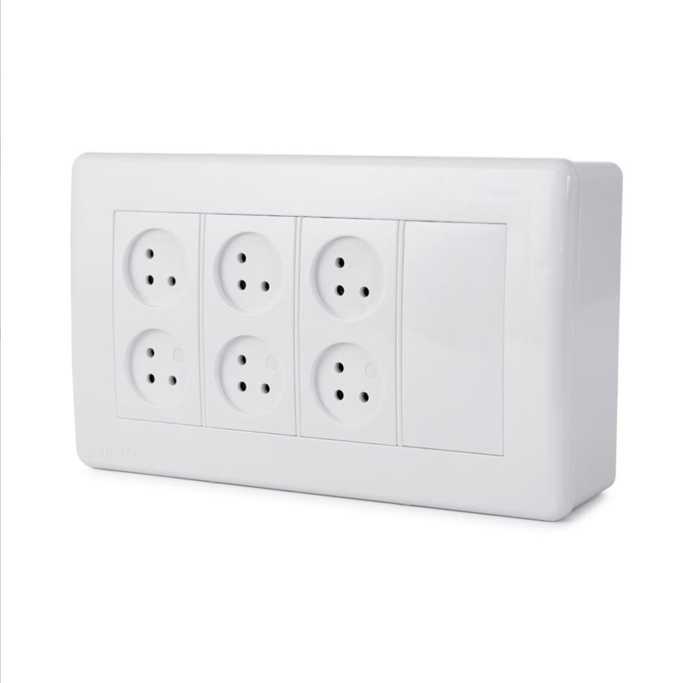 עמדת HOME & OFFICE על הטיח, 8 מודולים, 6 שקעים