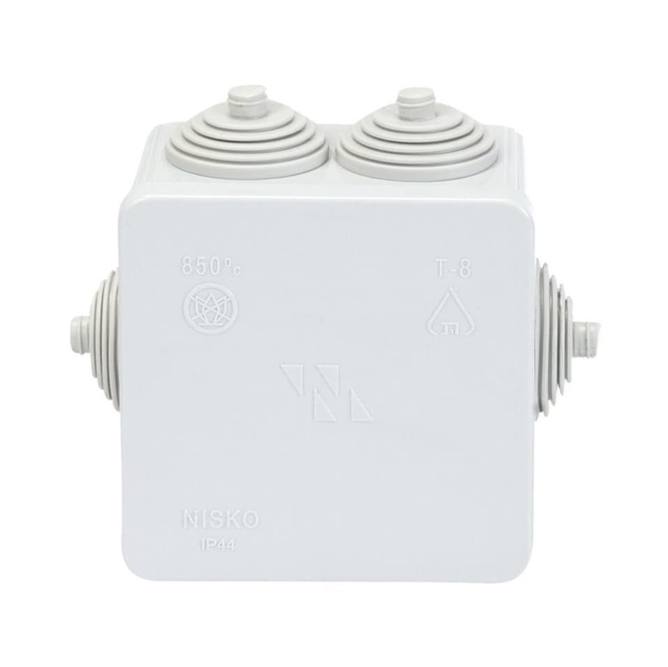 קופסת פיצול עם ניפלים T-8P 80X80X50 IP44